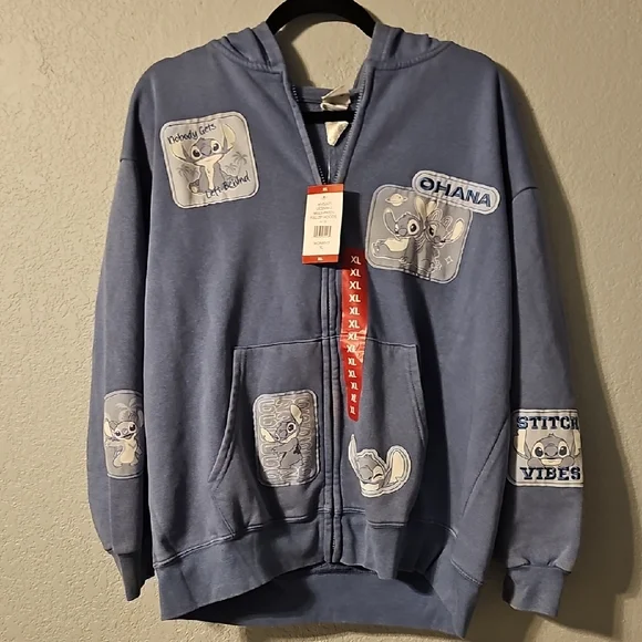 Blue Stitch 'Ohana' Character Zip Hoodie - Picture 1 of 6